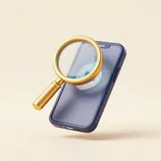 Magnifying glass over a phone showing a video.