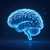 Glowing blue brain built from circuit traces.