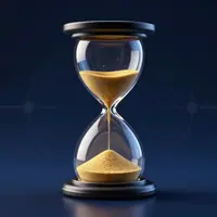 Hourglass with luminous golden sand.