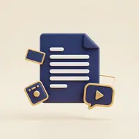 One document splitting into a card, a video and a chat bubble.
