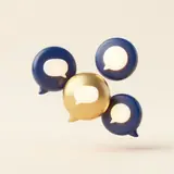 Three glowing chat orbs representing AI assistants.