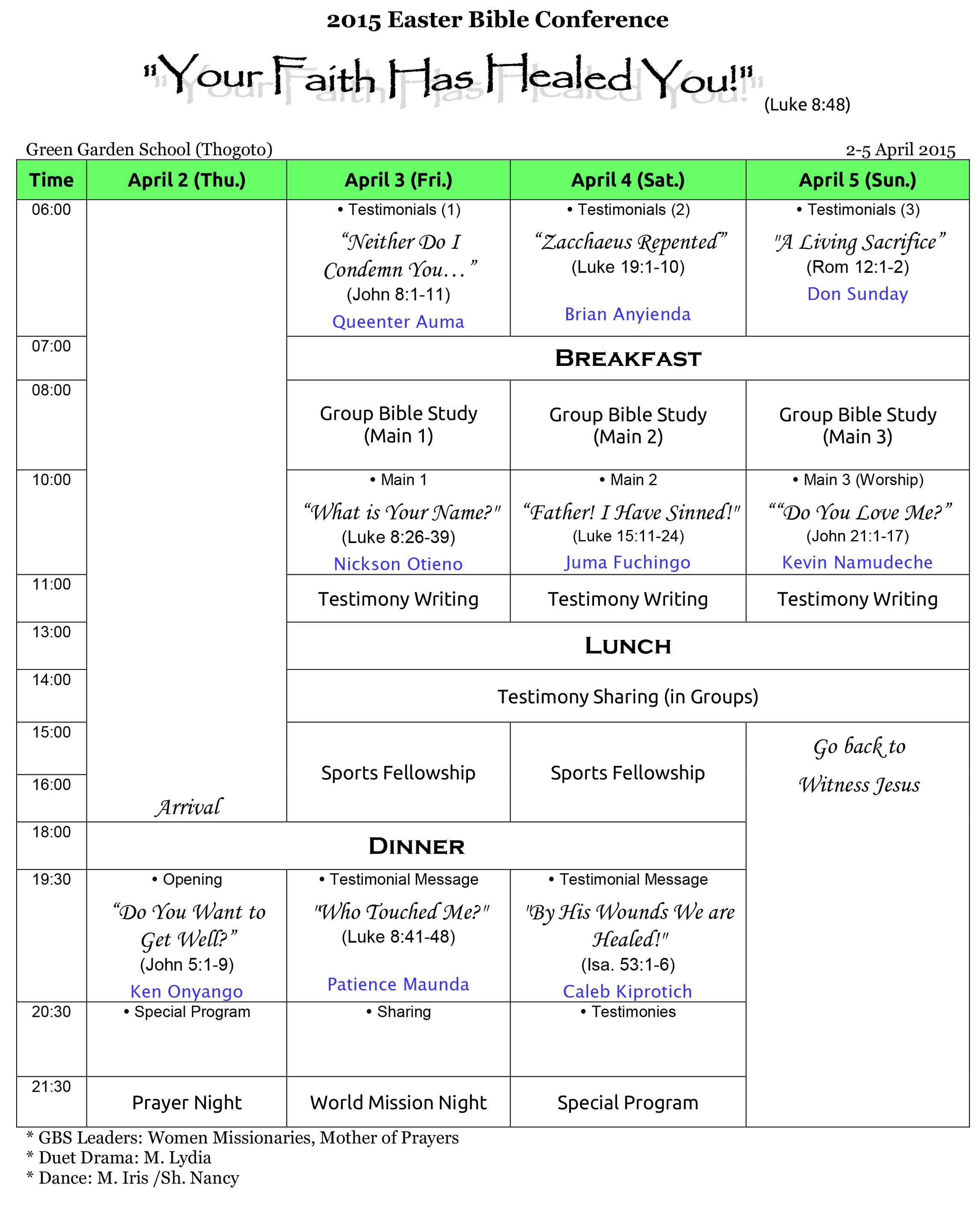 Kenya UBF Easter Bible Conference