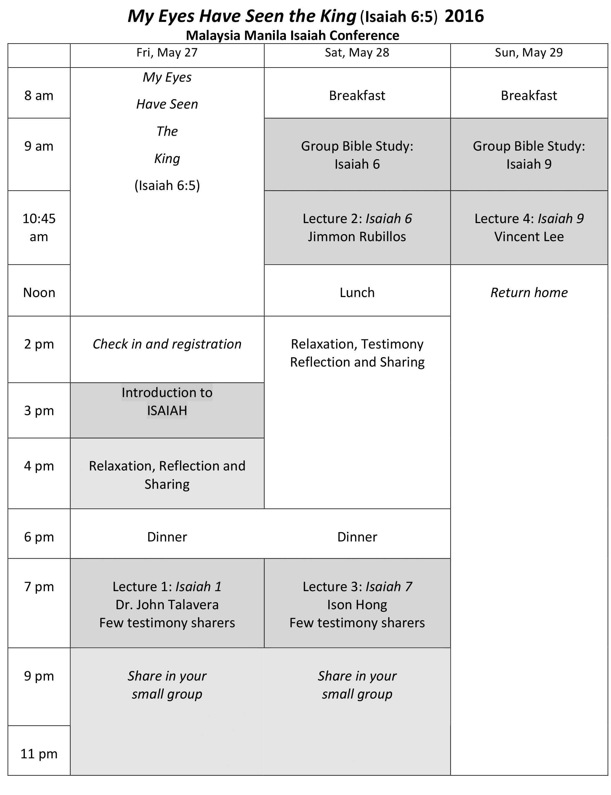 Malaysia & Manila Conference Program