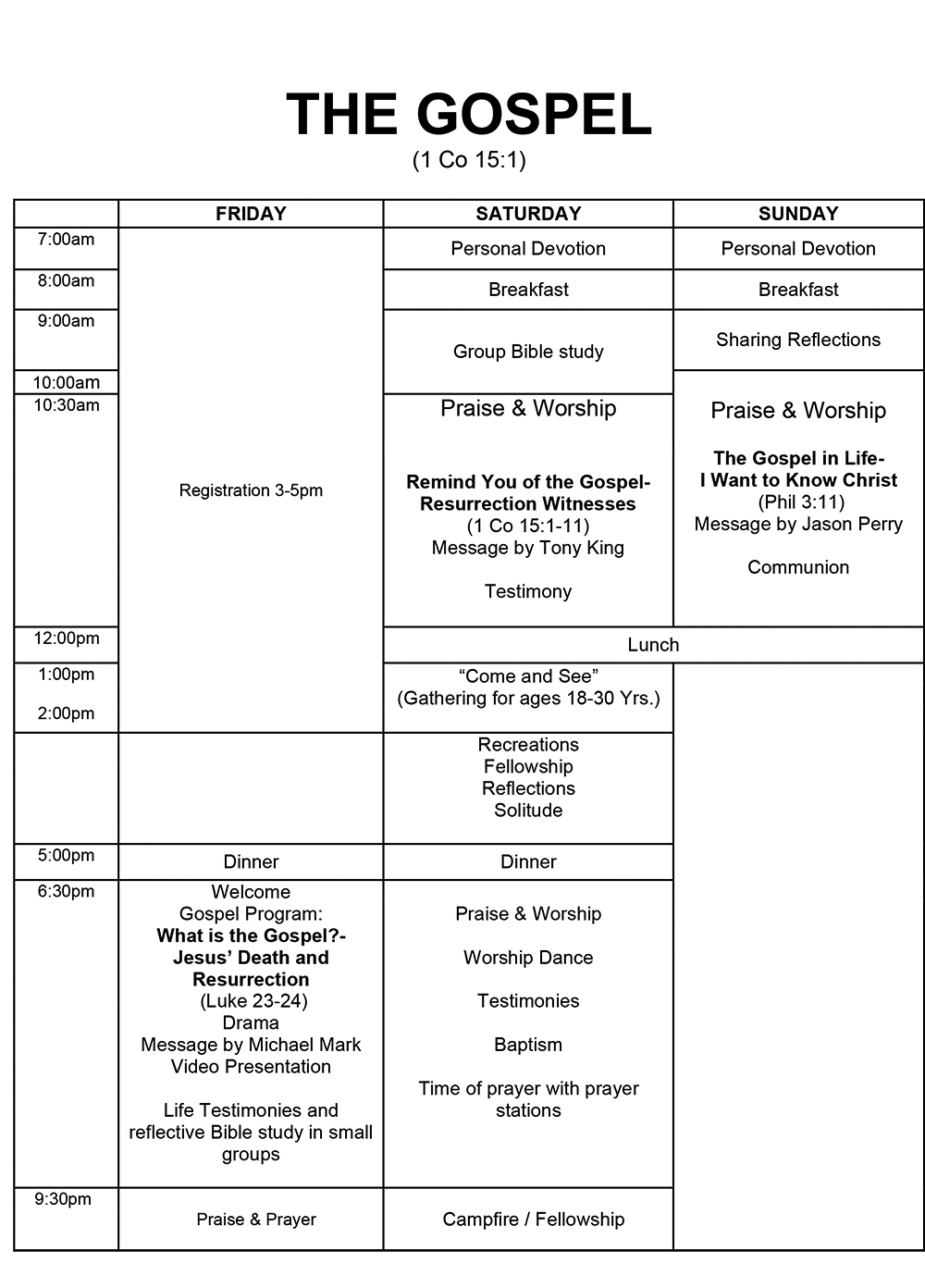 Chicago Area Easter Conference program