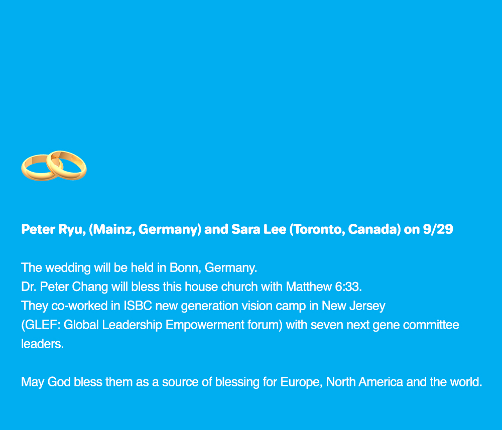 Second Gens Wedding in Bonn UBF - September 29, 2018, GERMANY