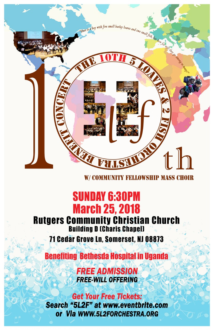 New Jersey UBF will hold 10th 5 Loaves & 2 Fish Orchestra Concert on March 25th, USA