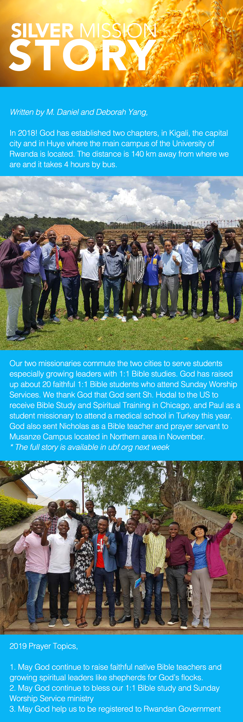 God Established Two UBF Chapters in Rwanda in 2018, RWANDA 