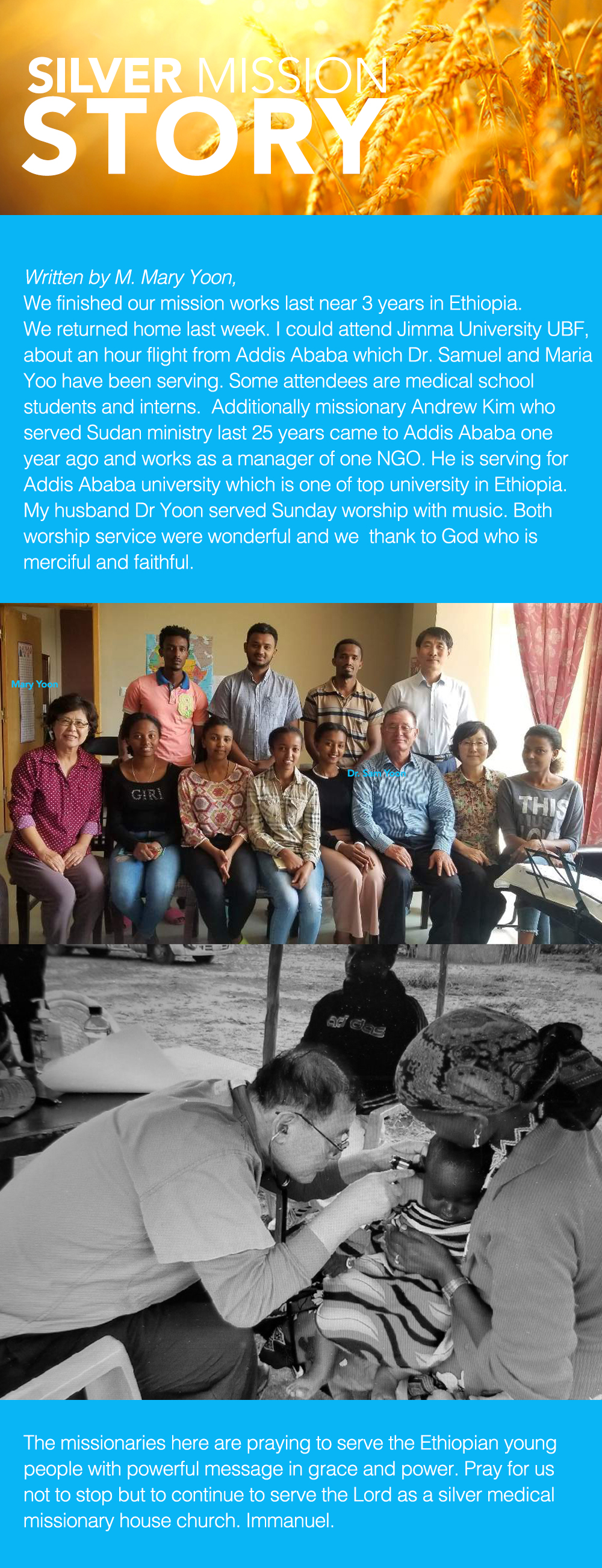 Dr. Sam and Mary Yoon Returned Home after Serving UBF Ministry in Ethiopia for 3 Years as Sliver Missionaries, USA 