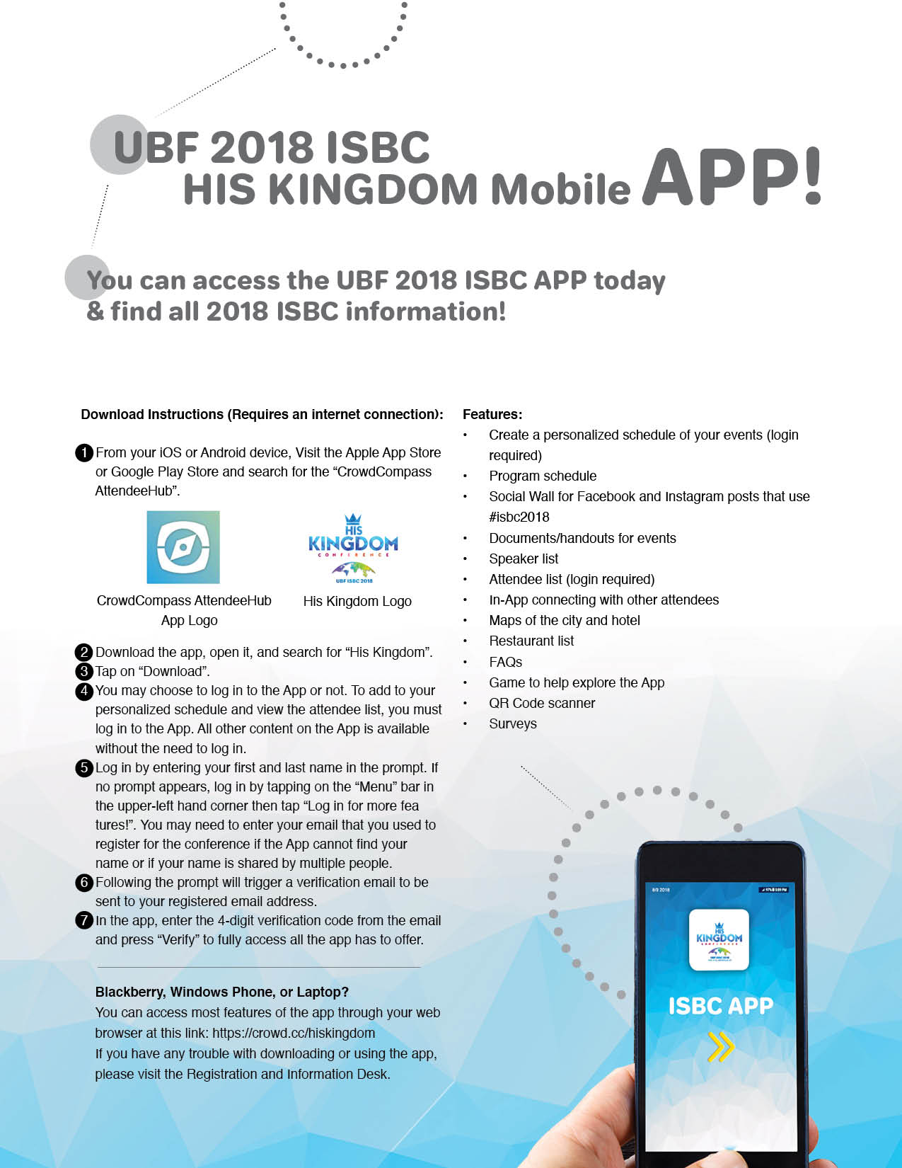 Download 2018 ISBC His Kingdom Mobile App Now!