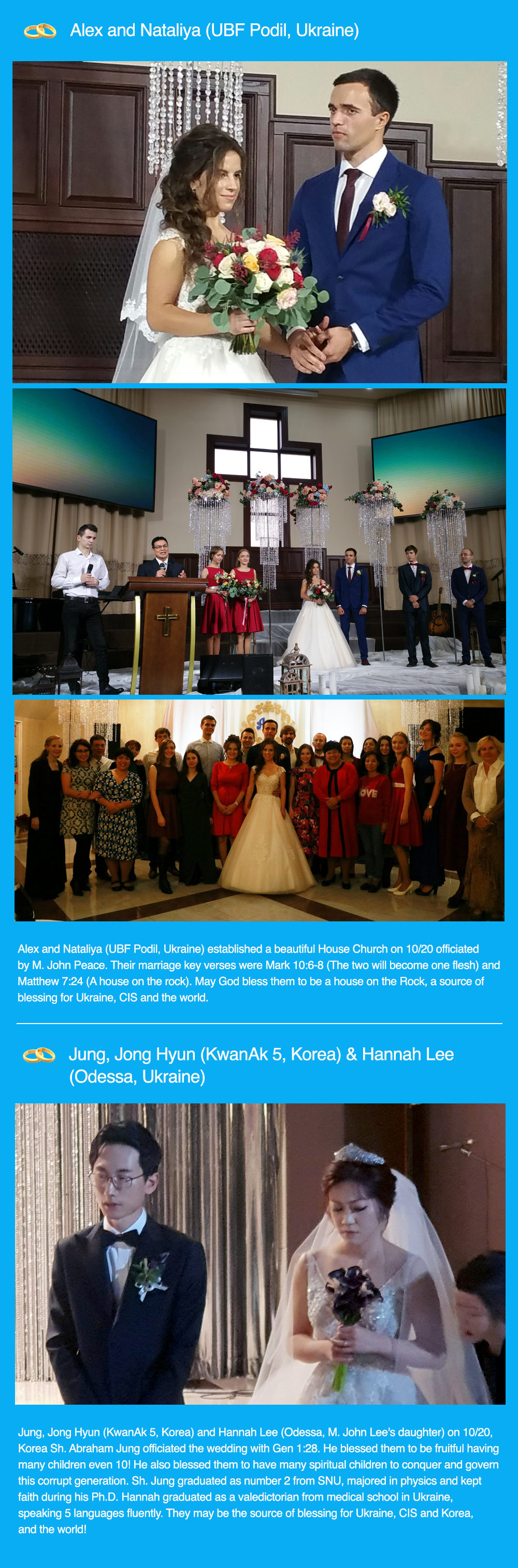 God Blessed Two Weddings in Korea & Ukraine