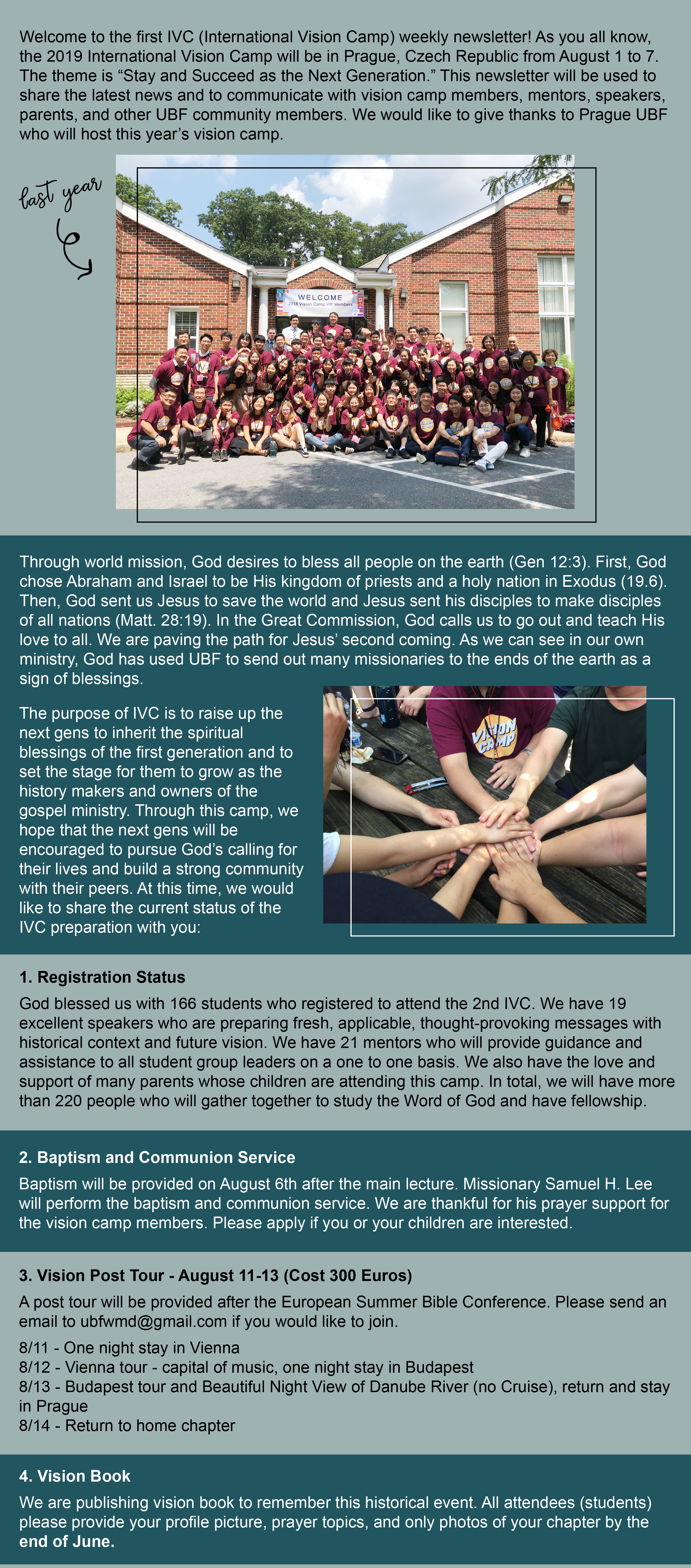 International Vision Camp Weekly Newsletter