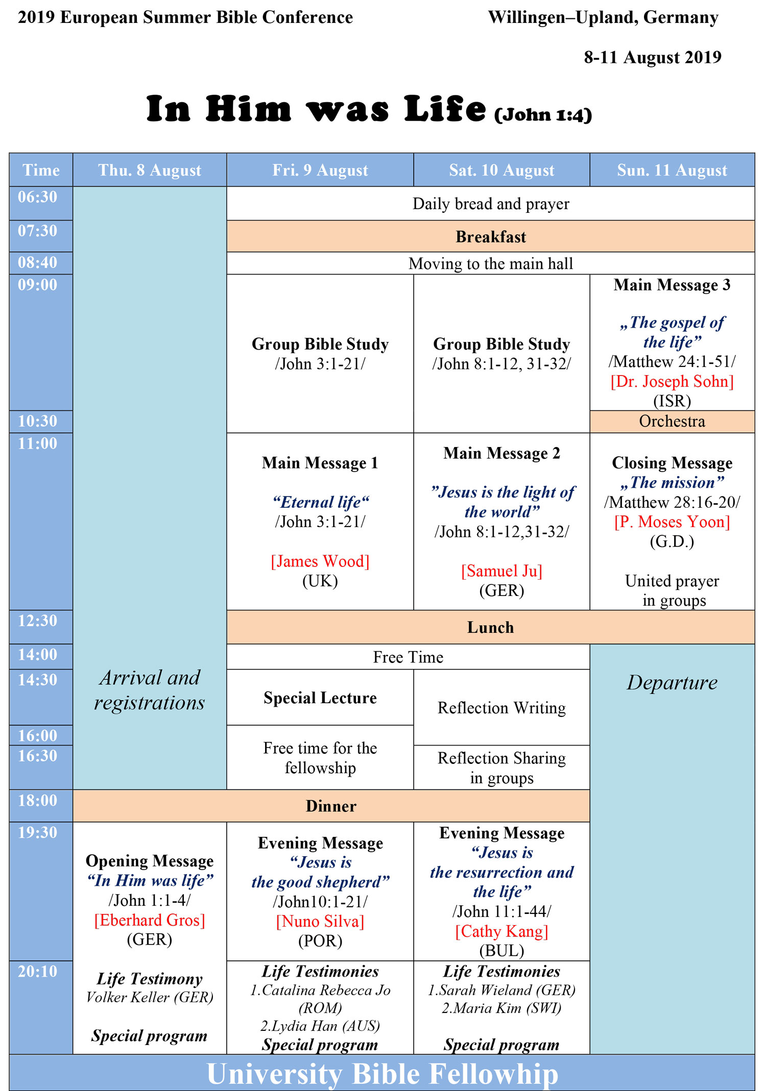 2019 European Summer Bible Conference Program 