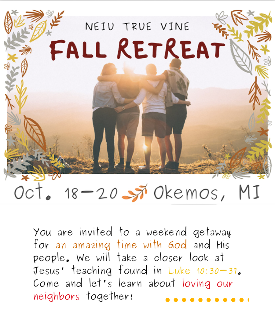 NEIU & UIC in Chicago Area Campuses will Have United Students Fall Bible Retreat on Oct. 18-20, 2019