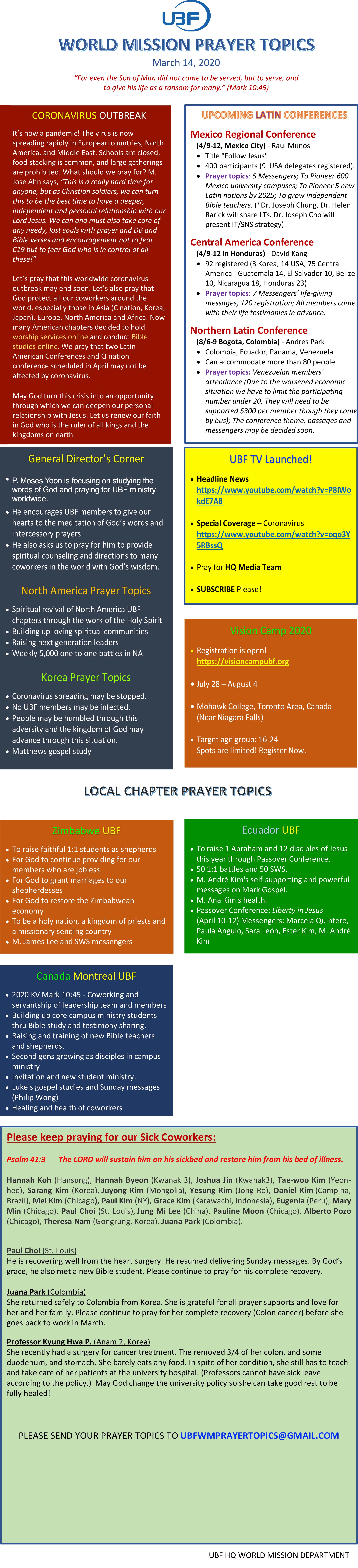 (NEW) WORLD MISSION PRAYER TOPICS (March 2nd Week) - Downloadable File & Update Weekly