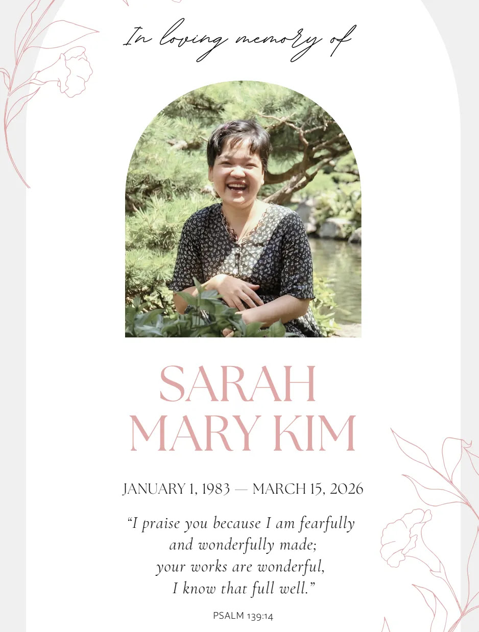 (USA) In Loving Memory of Sarah Mary Kim