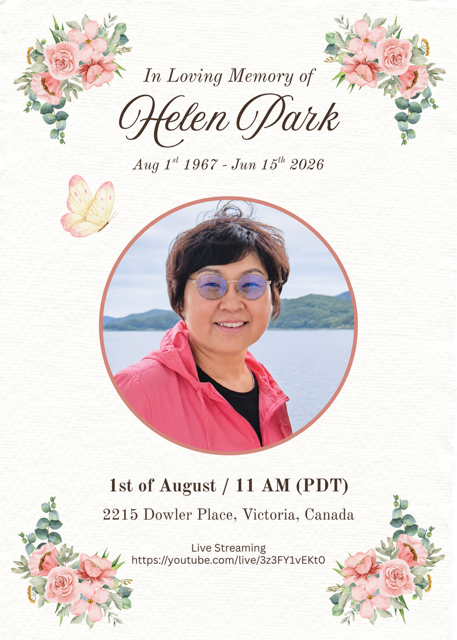 (CANADA) M. Helen Park's Memorial Service Will Take Place on August 1, 2026